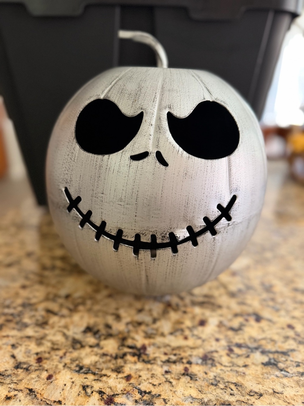 Silver Jack Skellington Pumpkin Decorative Accent - Holiday Home